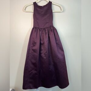 Jessica McClintock Girls' Deep Plum Satin Sleeveless Formal Dress